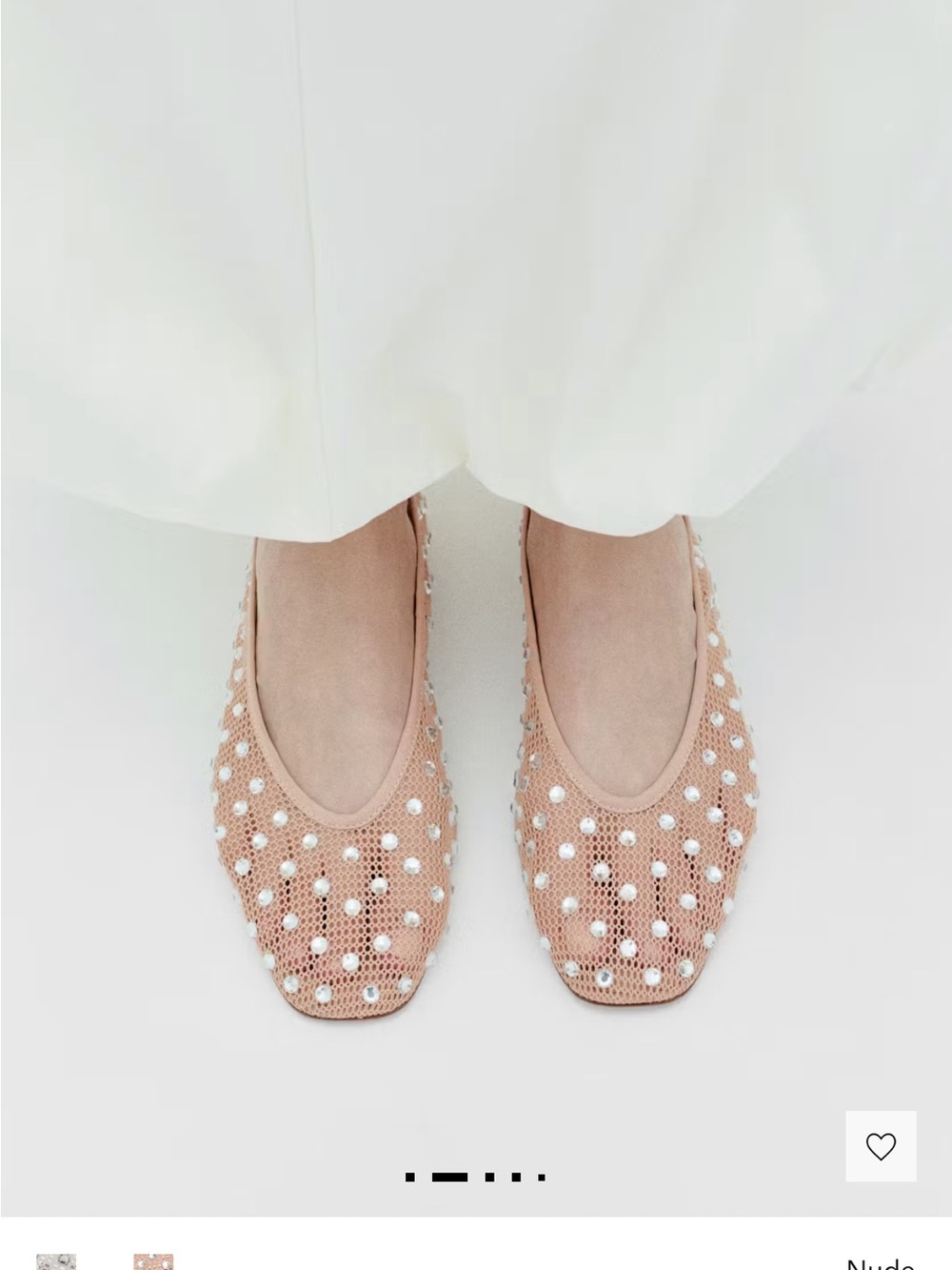 NEW ✨ MANGO MESH RHINESTONE BALLET FLATS (NUDE) Size 6.5 US / 37 UK